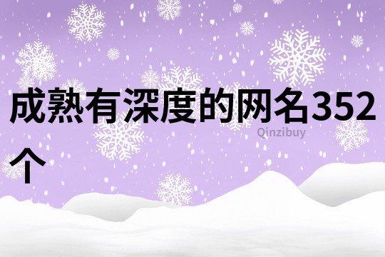 成熟有深度的网名352个