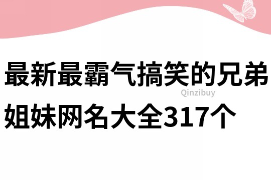 最新最霸气搞笑的兄弟姐妹网名大全317个