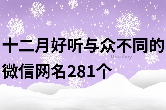 十二月好听与众不同的微信网名281个