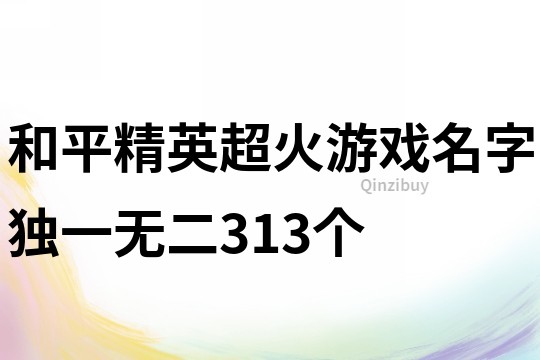 和平精英超火游戏名字独一无二313个