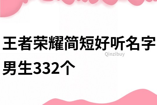 王者荣耀简短好听名字男生332个