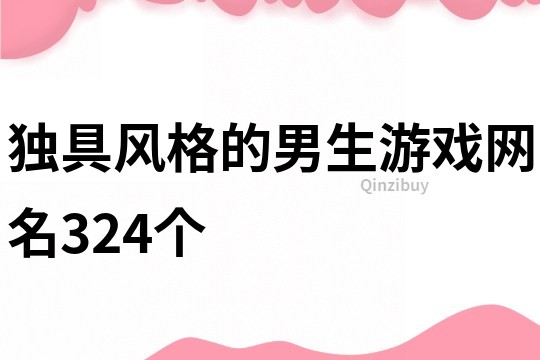 独具风格的男生游戏网名324个