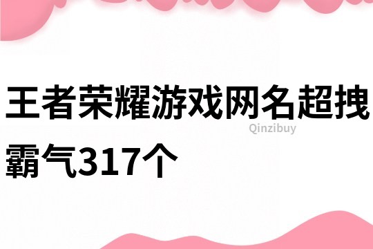 王者荣耀游戏网名超拽霸气317个