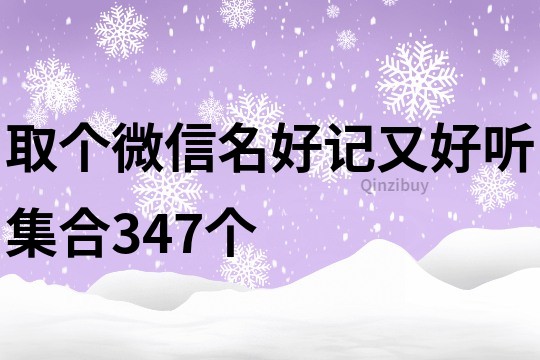 取个微信名好记又好听集合347个