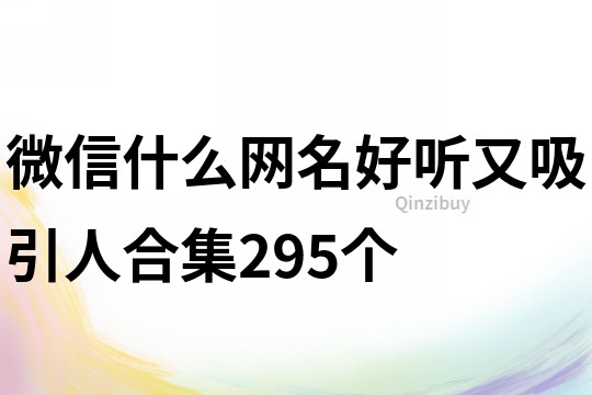 微信什么网名好听又吸引人合集295个