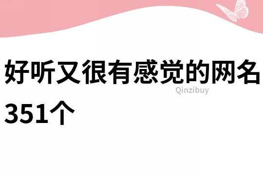 好听又很有感觉的网名351个