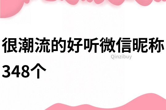 很潮流的好听微信昵称348个