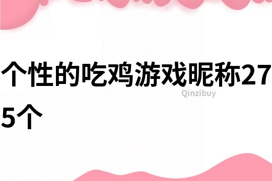 个性的吃鸡游戏昵称275个