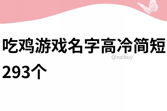 吃鸡游戏名字高冷简短293个