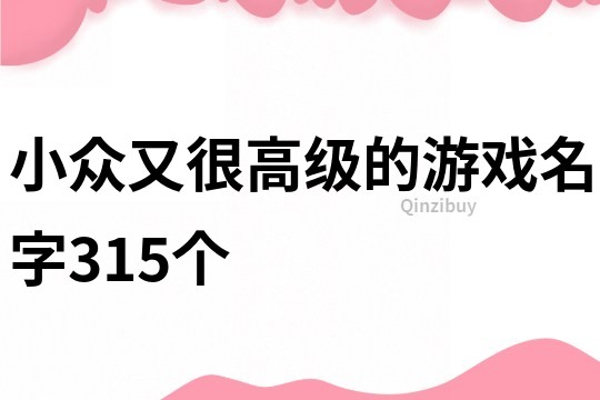 小众又很高级的游戏名字315个