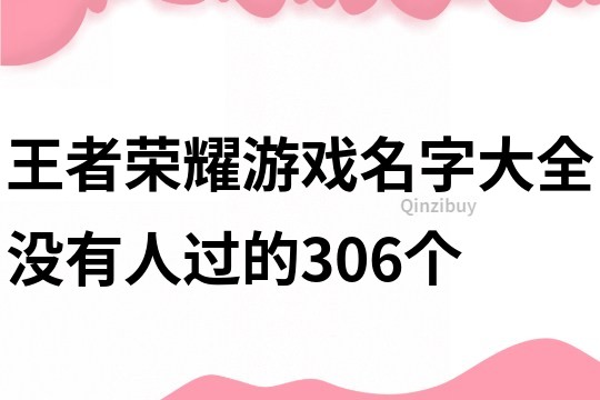 王者荣耀游戏名字大全没有人过的306个