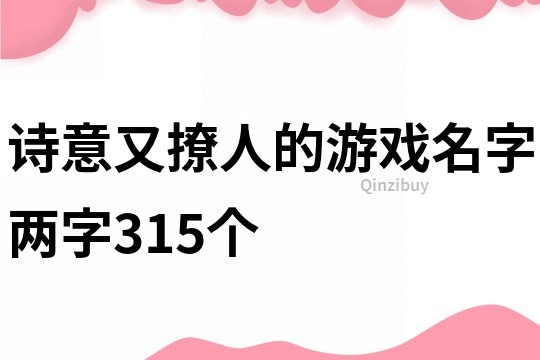 诗意又撩人的游戏名字两字315个