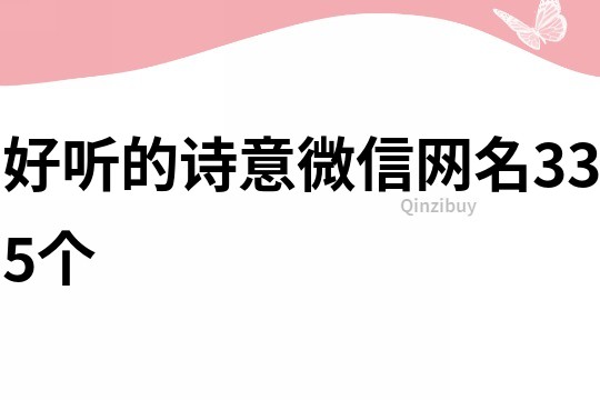 好听的诗意微信网名335个