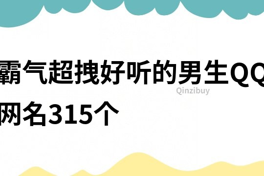 霸气超拽好听的男生QQ网名315个