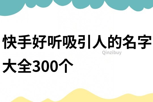 快手好听吸引人的名字大全300个