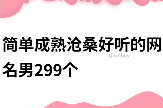 简单成熟沧桑好听的网名男299个