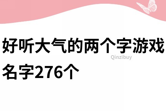 好听大气的两个字游戏名字276个