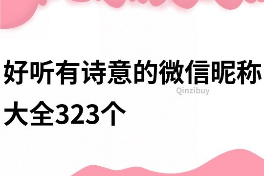 好听有诗意的微信昵称大全323个