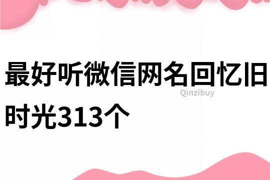 最好听微信网名回忆旧时光313个