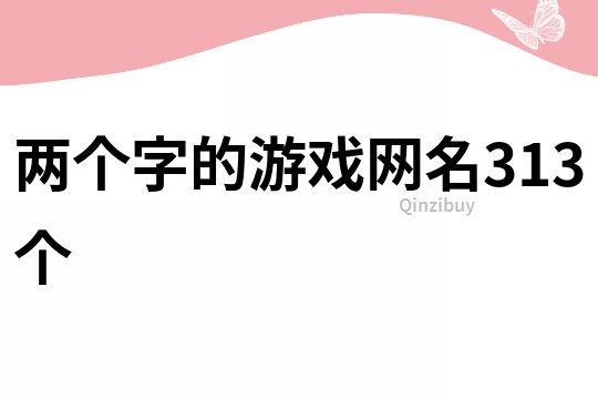 两个字的游戏网名313个