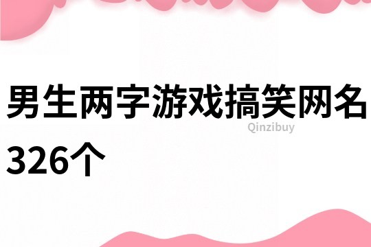 男生两字游戏搞笑网名326个