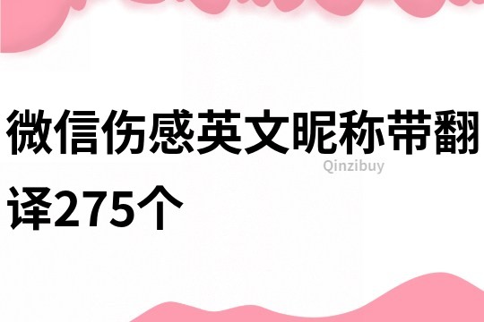 微信伤感英文昵称带翻译275个