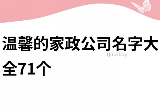 温馨的家政公司名字大全71个