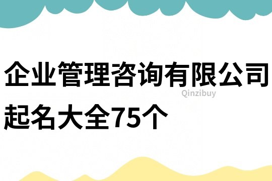 企业管理咨询有限公司起名大全75个