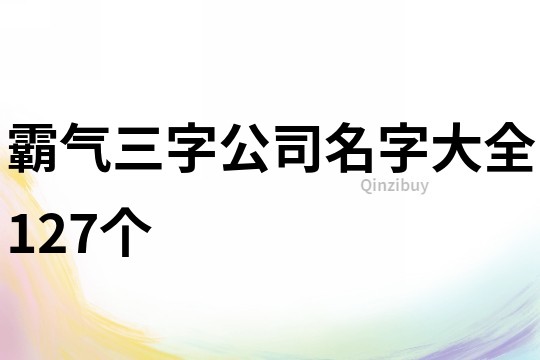 霸气三字公司名字大全127个