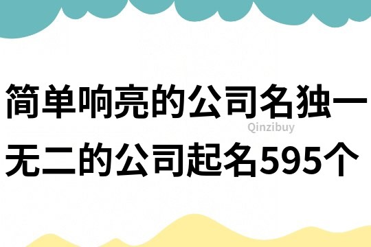 简单响亮的公司名,独一无二的公司起名595个