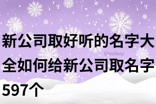 新公司取好听的名字大全,如何给新公司取名字597个