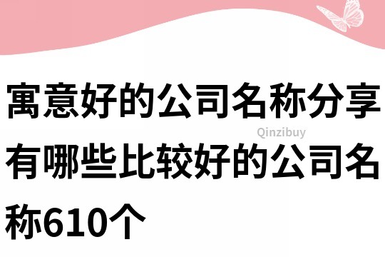 寓意好的公司名称分享,有哪些比较好的公司名称610个