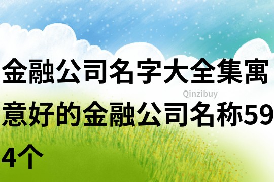 金融公司名字大全集,寓意好的金融公司名称594个