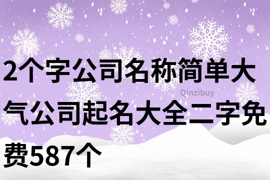 2个字公司名称简单大气,公司起名大全二字免费587个