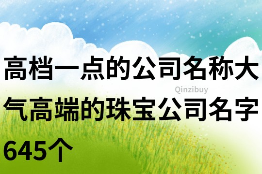 高档一点的公司名称,大气高端的珠宝公司名字645个