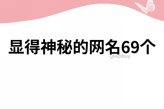 显得神秘的网名69个