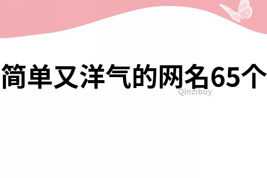 简单又洋气的网名65个