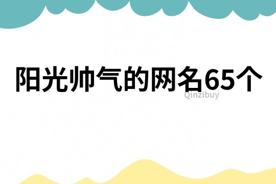 阳光帅气的网名65个