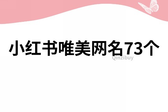 小红书唯美网名73个