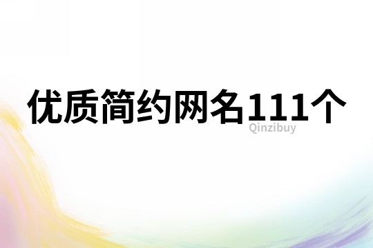 优质简约网名111个