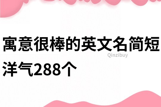 寓意很棒的英文名简短洋气288个