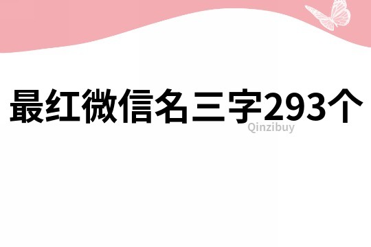 最红微信名三字293个