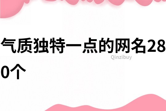 气质独特一点的网名280个