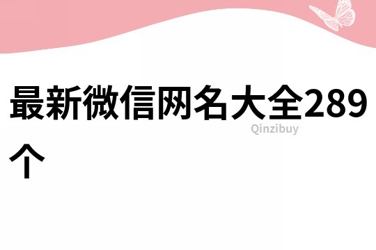 最新微信网名大全289个