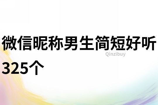 微信昵称男生简短好听325个