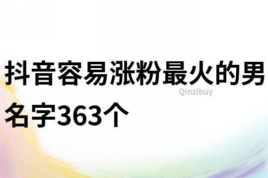 抖音容易涨粉最火的男名字363个