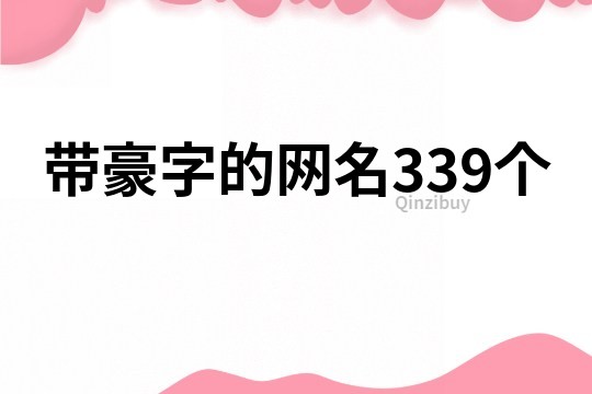 带豪字的网名339个