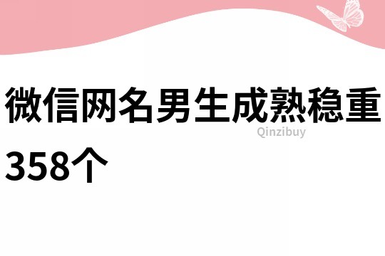 微信网名男生成熟稳重358个