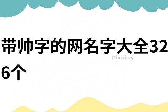 带帅字的网名字大全326个