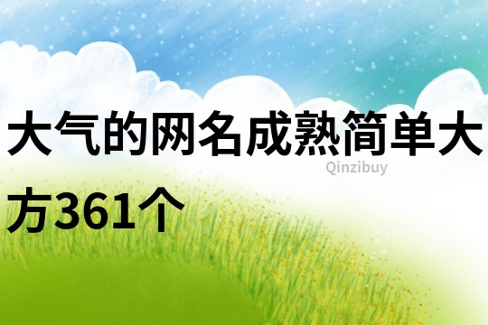 大气的网名成熟简单大方361个